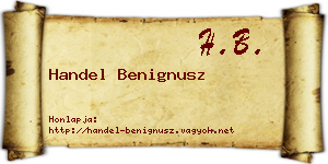 Handel Benignusz névjegykártya